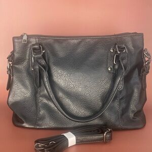 Elegant Black Leather Tote Bag